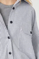 Women's Oversized Pinstripe Shirt White/Navy