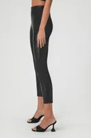 Women's Faux Leather High-Rise Ankle Pants in Black Large