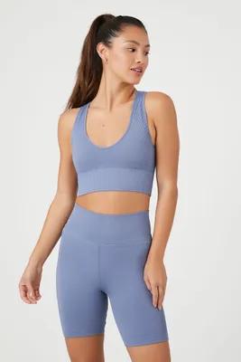 Women's Active Seamless Biker Shorts in Heather Blue Small