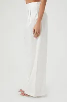 Women's Jacquard Satin Wide-Leg Pants in White, XL