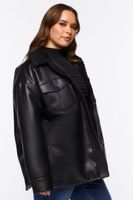 Women's Faux Leather Shacket in Black, 0X