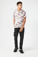 Men Satin Angel Print Shirt