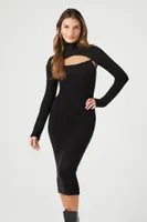 Women's Sweater Midi Dress & Bolero Set in Black Medium