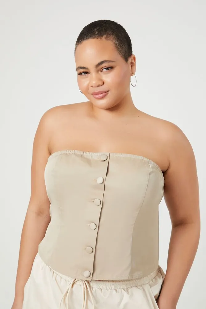 Women's Button-Front Tube Top Maple,