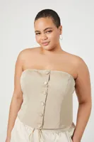 Women's Button-Front Tube Top Maple,