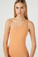Women's Contour One-Shoulder Bodysuit in Toasted Almond, XS