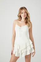 Women's Cutout Ruffle-Tiered Mini Dress in White Small