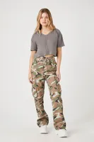 Women's Drop-Sleeve Cropped T-Shirt in Grey, XL