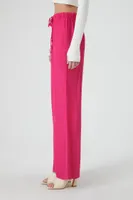 Women's Straight-Leg Crepe Pants in Hot Pink Large