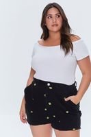 Women's Happy Face Floral Shorts in Black, 0X