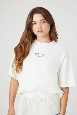 Women's Manhattan Oversized Graphic T-Shirt in Vanilla Large