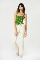 Women's Polka Dot Seamed Bodysuit in Avocado Small