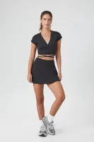 Women's Active Wraparound Crop Top in Black Medium