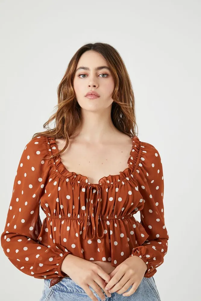 Women's Chiffon Polka Dot Top