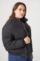 Women's Oversized Puffer Jacket in Black, Size 0X