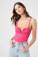 Women's Split-Neck Cami Bodysuit in Hibiscus, XL