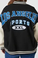 Women's Los Angeles Varsity Jacket in Black, 3X