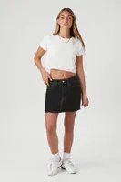 Women's Raw-Cut Cropped T-Shirt in White, XL