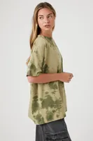 Women's Oversized Tie-Dye T-Shirt in Olive Small