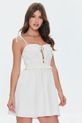 Women's Tie-Front Sweetheart Mini Dress in Cream Medium