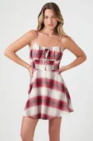 Women's Plaid Mini Cami Dress in Pink/White Small