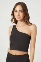 Women's One-Shoulder Crop Top in Black Medium