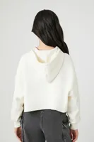 Women's Cropped French Terry Hoodie in Vanilla Large