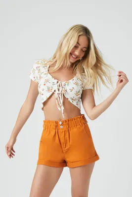 Women's Twill Cuffed High-Rise Shorts