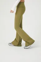 Women's Flare V-Cut Leggings in Green Small