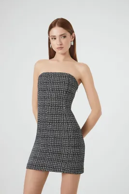 Women's Tweed Tube Mini Dress Medium