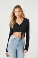 Women's Surplice Wraparound Crop Top