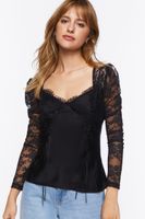 Women's Satin Eyelash Lace Cami in Black Medium