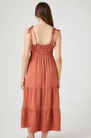 Women's Crochet-Trim Tassel Midi Dress in Clay Large