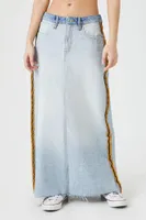 Women's Striped-Trim Denim Maxi Skirt