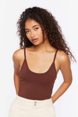 Women's Cotton-Blend Cami Bodysuit in Chocolate Large