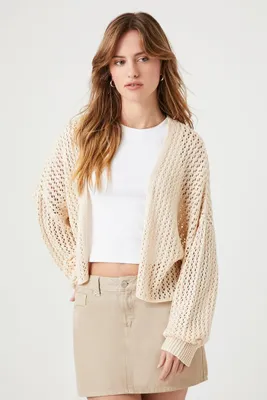 Women's Crochet Cardigan Sweater in Vanilla Large