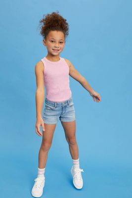 Girls Recycled Cotton Shorts (Kids) Light Denim,