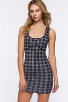 Women's Seamless Plaid Lingerie Slip in Black/Ivory Medium