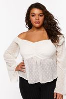 Women's Chiffon Off-the-Shoulder Top in Vanilla, 0X