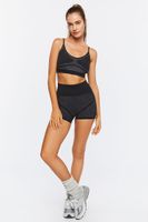 Women's Seamless Glitter Sports Bra in Black/Silver, M/L