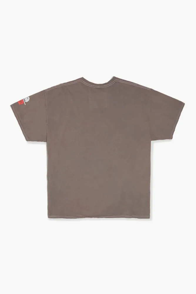 Men Ol Dirty Bastard Glitter Print Graphic Tee in Deep Taupe Small