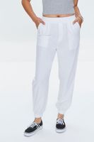 Women's Linen-Blend Pocket Joggers in White Large