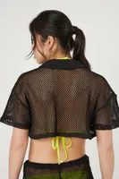 Women's Sheer Netted Cropped Shirt