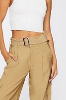 Women's Belted Straight-Leg Cargo Pants in Cigar Small