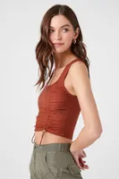 Women's Toggle Drawstring Cropped Tank in Rust Medium