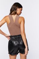 Women's Sweater-Knit Sleeveless Bodysuit in Mocha Large