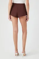 Women's High-Rise Tie-Front Shorts in Brown Large