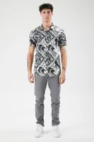 Men Ornate Print Curved-Hem Shirt