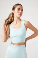 Women's Active Racerback Cropped Tank Top in Powder Blue Large