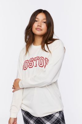 Women's Boston Graphic Long-Sleeve T-Shirt in Beige/Red Small